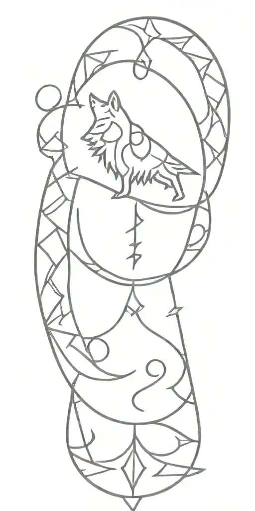 viking symbols, runes, ornaments, odins wolfs tattoo design idea