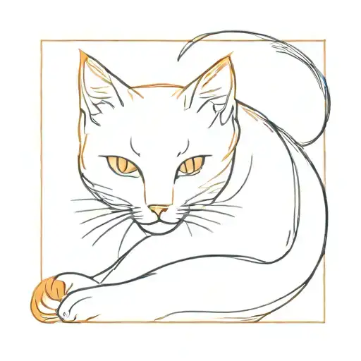 orange cat silhouette tattoo design idea