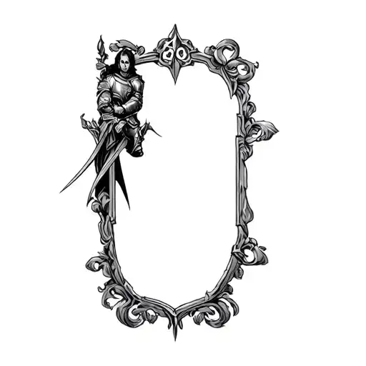"Formidable knight in a frame" Dark Fantasy tattoo design idea
