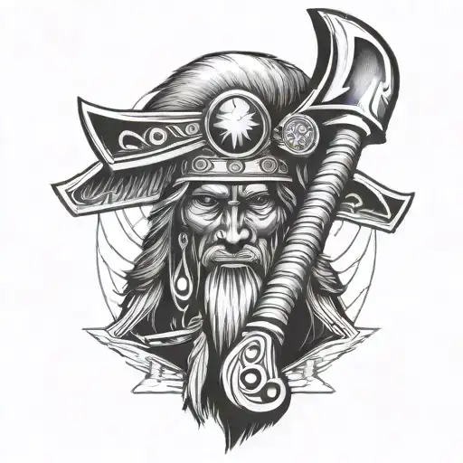 native american hatchet tattoo design idea