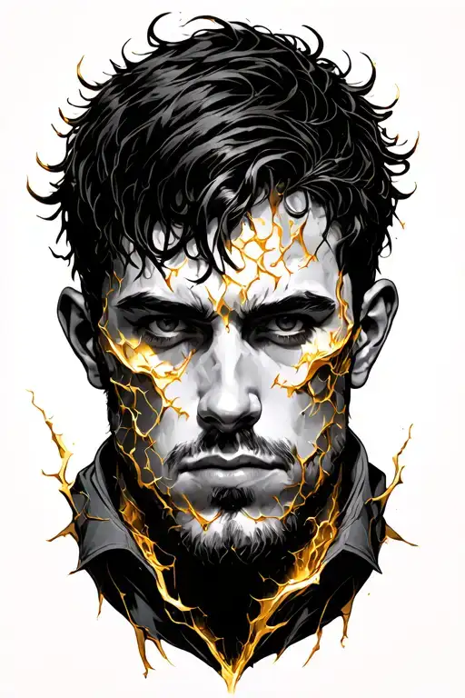 lost man cracks filled with gold tattoo design idea