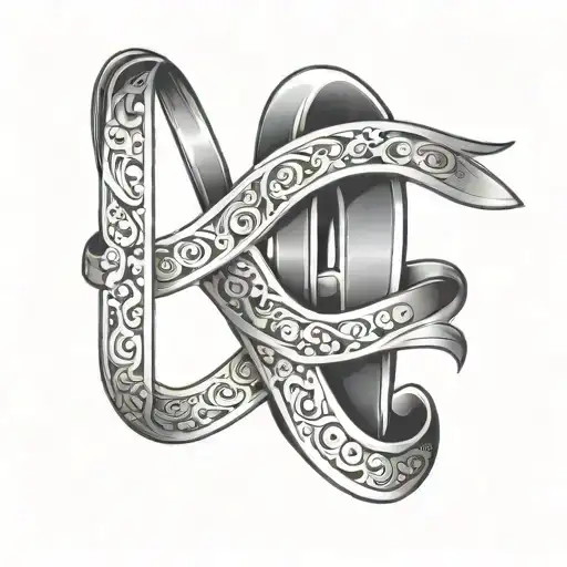 Bipolar ribbon with letters L and N  tattoo design idea