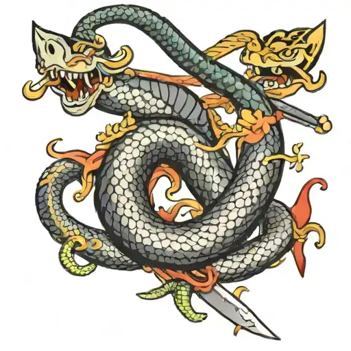 my initial 'TS' should be like swords and snake. 'T' as the Swords and 'S' as the snake around the sword tattoo design idea