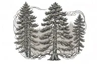 Eastern hemlock tree intertwined tattoo design idea