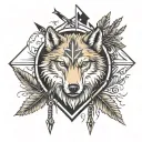 3 arrows and wolf surrounded tattoo design idea