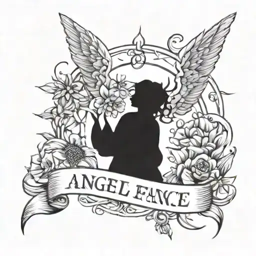 make me a tatto with the sentence every fall is a chance to rise with angel for a man tattoo design idea