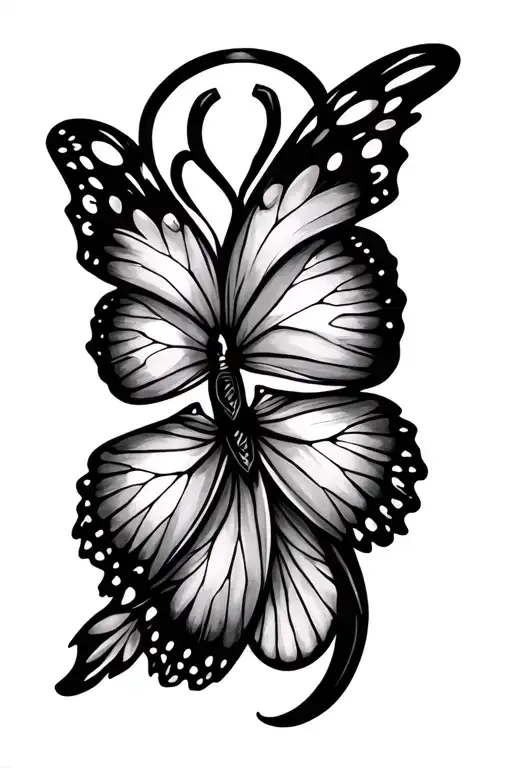 butterfly breast cancer symbol halo in the center tattoo design idea