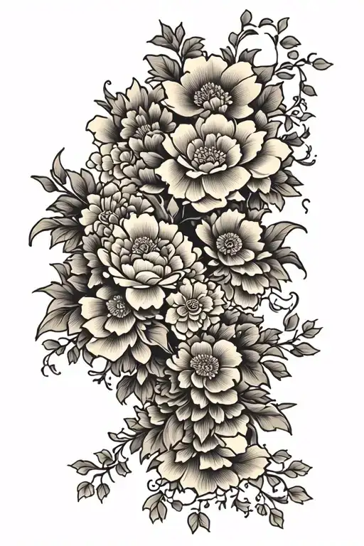 khmer flower garland tattoo design idea