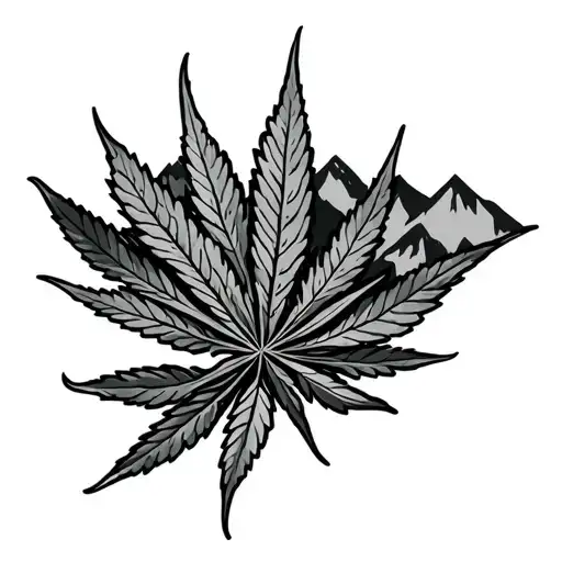 cannabis mountain range tattoo design idea