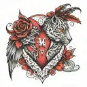 M and Heart made tattoo design idea