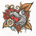 M and Heart made tattoo design idea