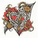 M and Heart made tattoo design idea