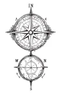 compass and earth globe tattoo design idea