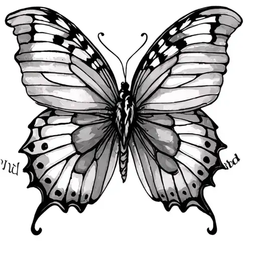 blessed written with butterflies tattoo design idea