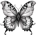 blessed written with butterflies tattoo design idea