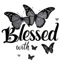 blessed written with butterflies tattoo design idea