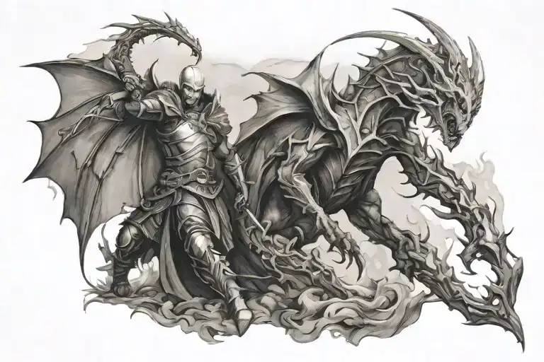 Dragon Age Origins battle scene tattoo tattoo design idea