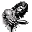 jesus breaking a bullet tattoo design idea