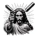 jesus breaking a bullet tattoo design idea