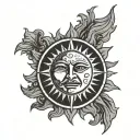solid line sun with a ugly face made tattoo design idea