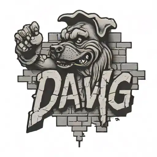 brick wall background with the words Dawg on it  tattoo design idea