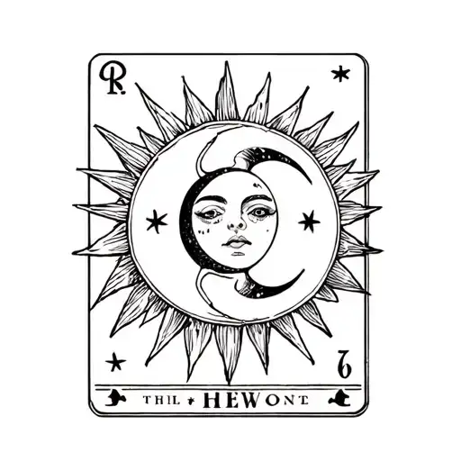 sun and moon tarot cards tattoo design idea