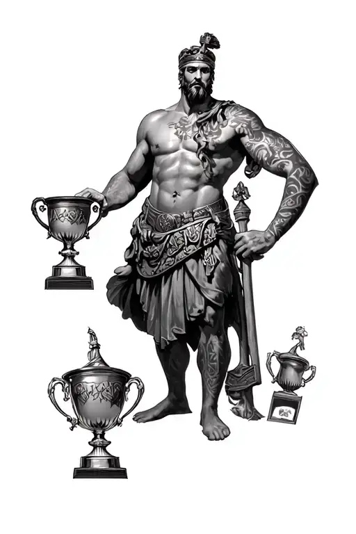 Hannibal Barca with all its trophies tattoo design idea