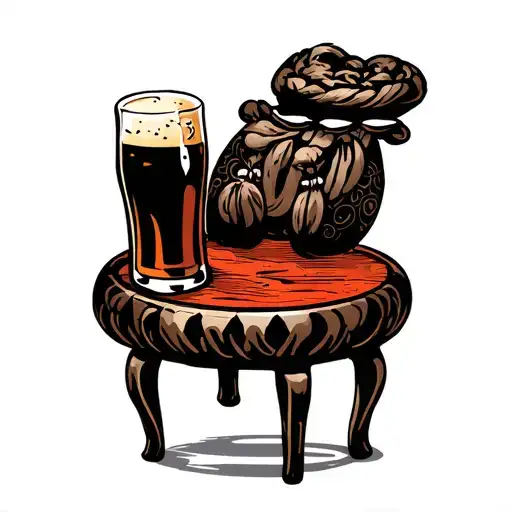 vietnamese stool bah mi and beer tattoo design idea