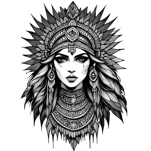 Aztec Princess Gothic  tattoo design idea