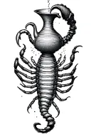 Aquarius with jug pouring constelation avec le scorpion tattoo design idea