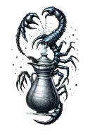 Aquarius with jug pouring constelation avec le scorpion tattoo design idea