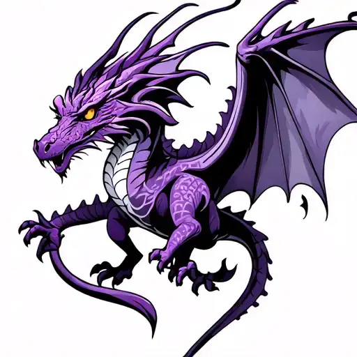 purple Celtic inspired dragon flying tattoo design idea