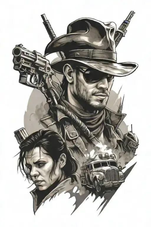 raiders of the lost ark and mad max tattoo design idea