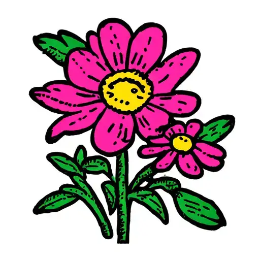 Keith Haring inspired little flower tattoo design idea