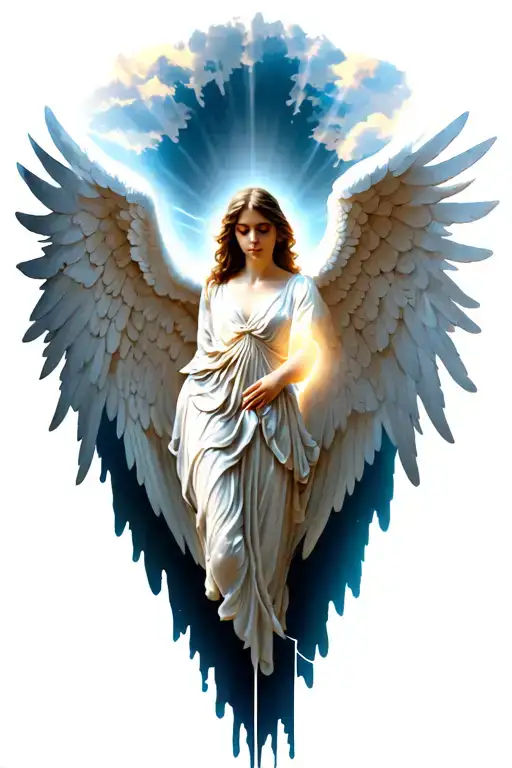 angel wings with sunray beams  tattoo design idea