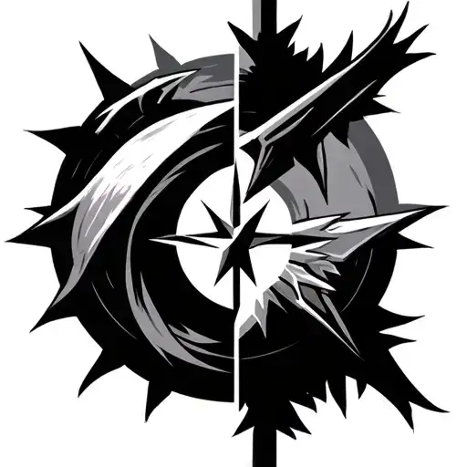 witcher signs merged with yenefer obsidian star tattoo design idea