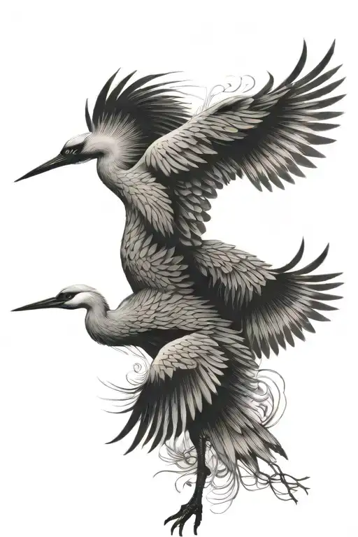 Crane Japanese tattoo design idea