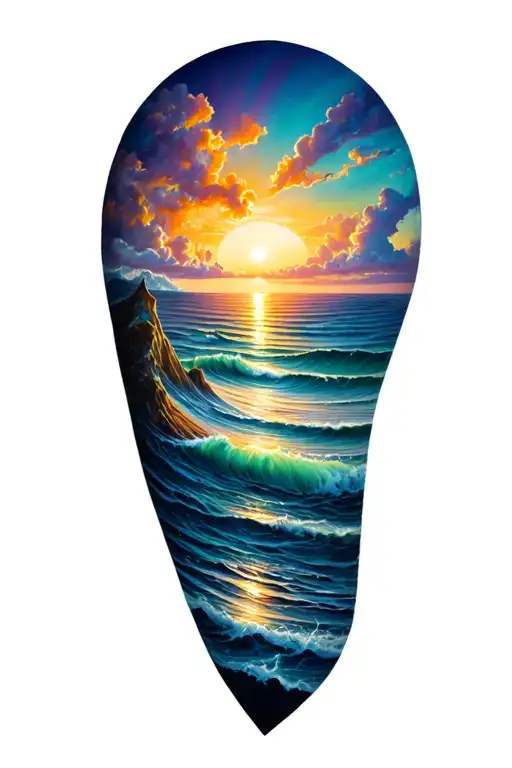 Ocean Sunrise tattoo design idea