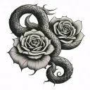 serpent et rose intertwined tattoo design idea