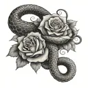 serpent et rose intertwined tattoo design idea