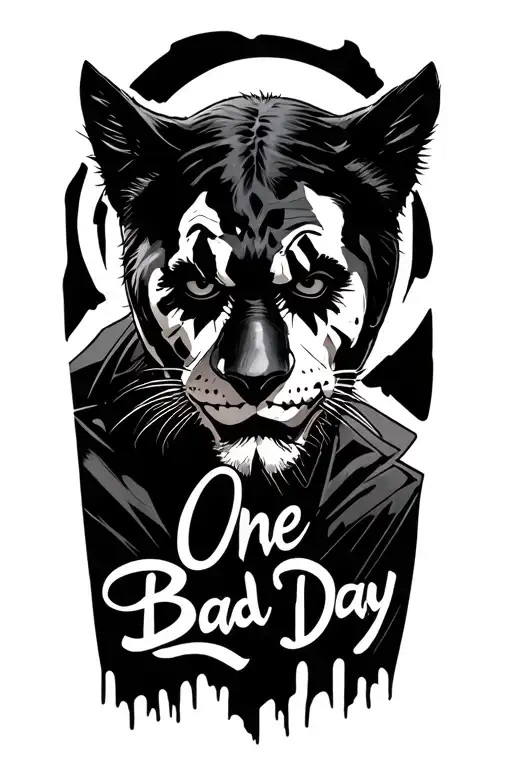 The Joker with a black panther on the forearm. words to put in "One Bad Day" tattoo design idea