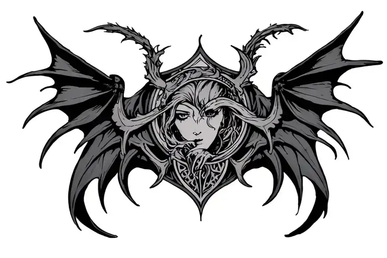 Succubus Womb crest featuring symbols tattoo design idea