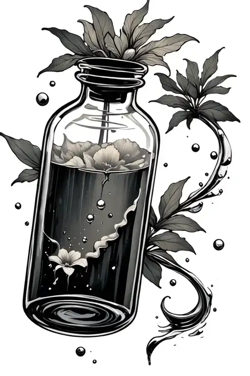 message in a bottle floating tattoo design idea