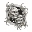 smile now cry later in moon intertwined tattoo design idea