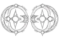 white wedding ring Hecate triple moon Star background  tattoo design idea
