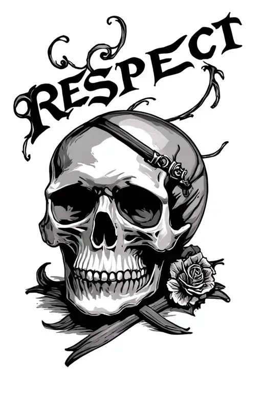 Skulls with RESPECT written in old english tattoo design idea