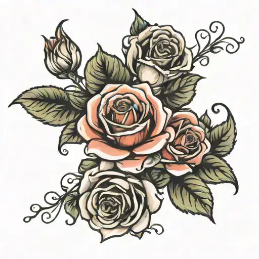 Gemini roses growing tattoo design idea
