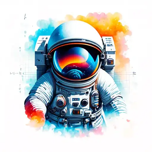 math formulas and astronauts tattoo design idea