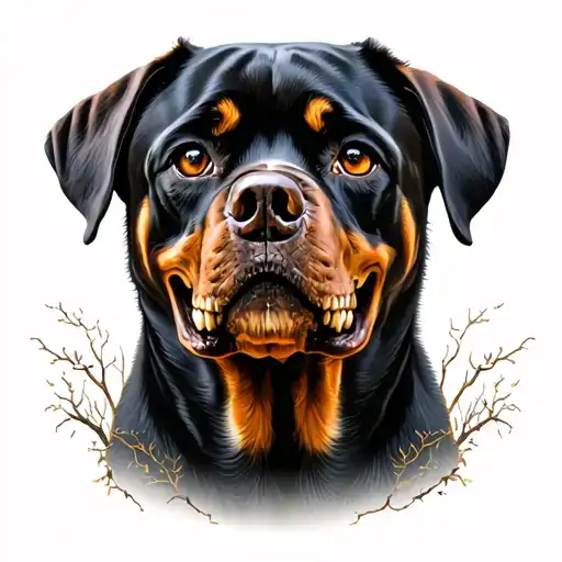 Rottweiler dog family tree skulls tattoo design idea
