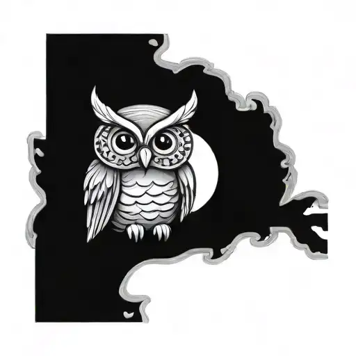 owl perched with wings around baby tattoo design idea